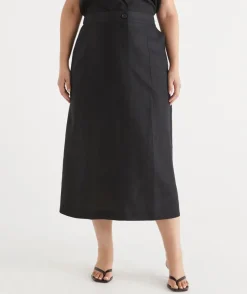 Sussan Skirts>Linen Column Midi Skirt
