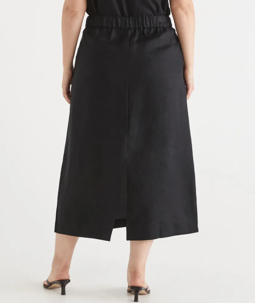 Sussan Skirts>Linen Column Midi Skirt