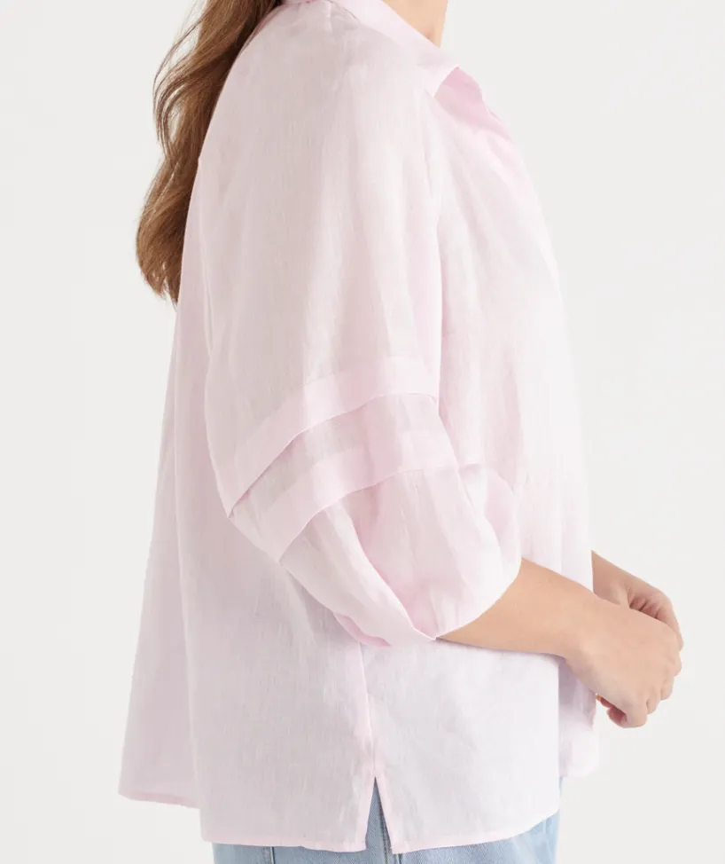 Sussan Shirts & Blouses|Tops>LINEN PLEAT DETAIL SHIRT