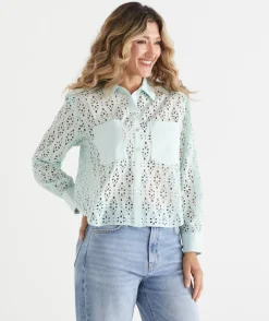 Sussan Tops|Shirts & Blouses>Long Sleeve Lace Shirt