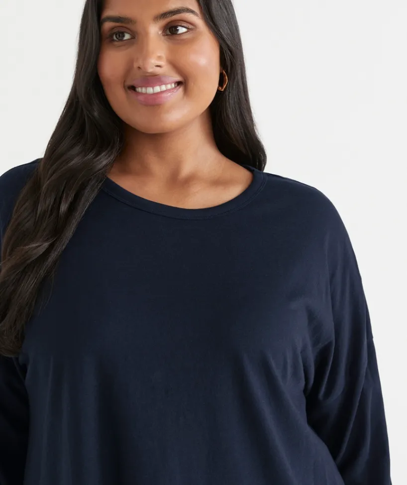 Sussan Tops|T-Shirts>Long Sleeve Longline Tee