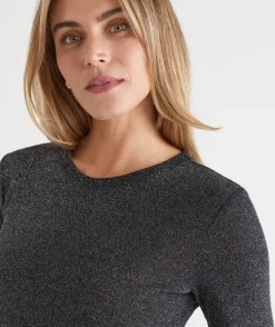 Sussan Tops>Metallic Long Sleeve Top