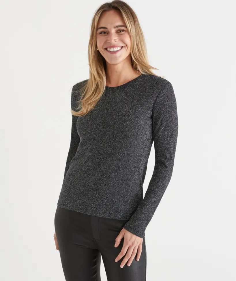 Sussan Tops>Metallic Long Sleeve Top
