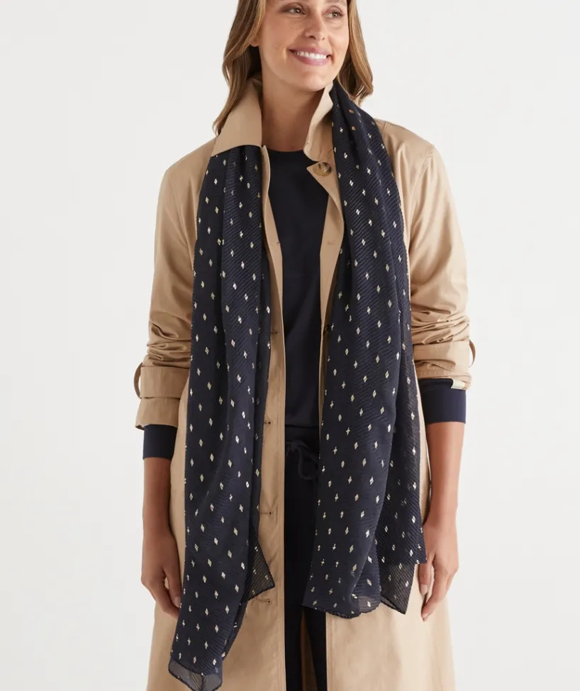 Sussan Knit Accessories|Scarves>Foil Spot Plisse Scarf