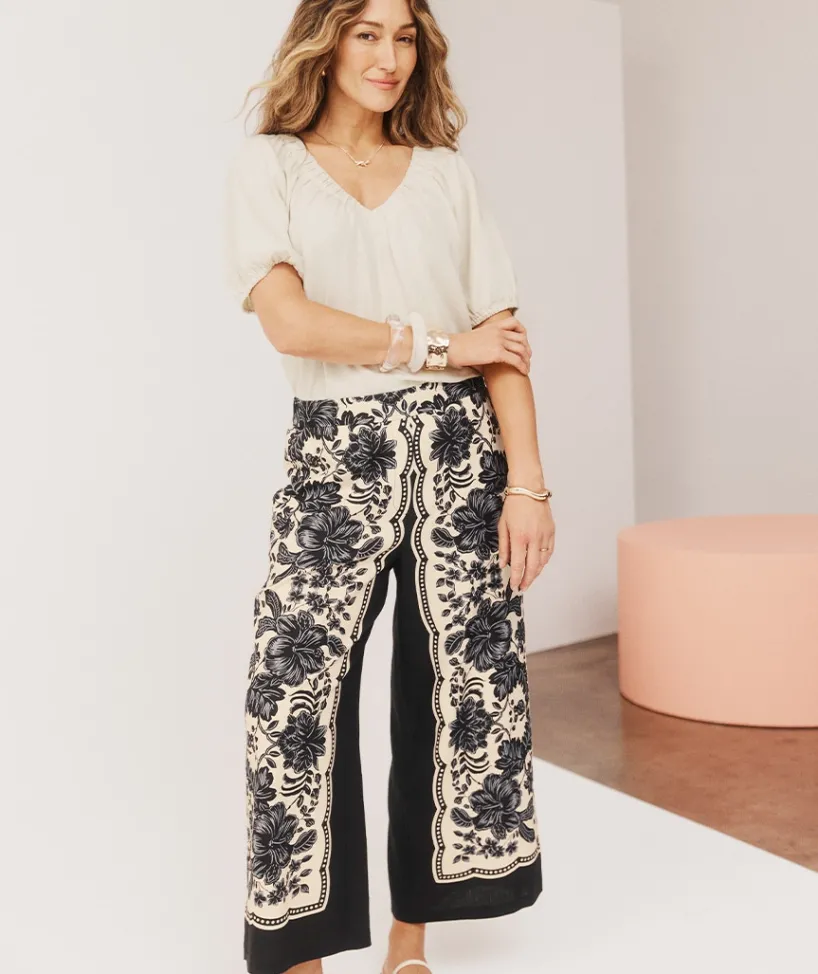 Sussan Pants|Matching Sets>Noir Bloom Culotte Pant