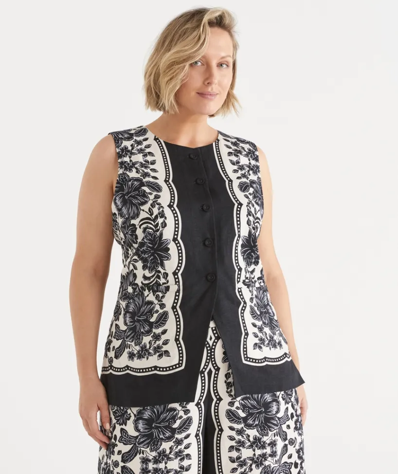 Sussan Tops|Matching Sets>Noir Bloom Longline Vest