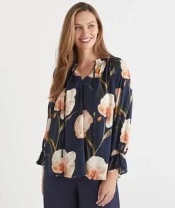 Sussan Tops|Shirts & Blouses>Orchid Floral Long Sleeve Blouse