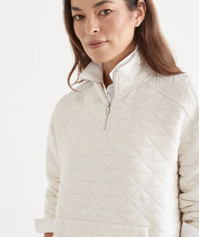 Sussan Tops|Loungewear>Padded Diamond Quarter-Zip Jumper - Cream