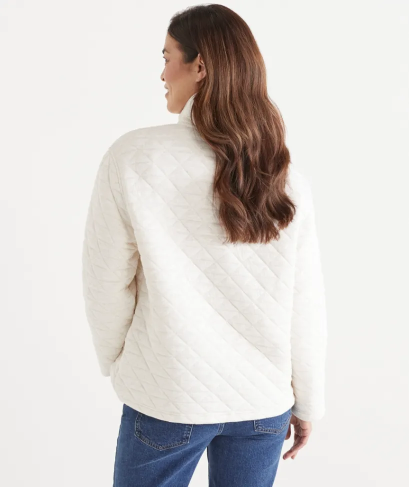 Sussan Tops|Loungewear>Padded Diamond Quarter-Zip Jumper - Cream