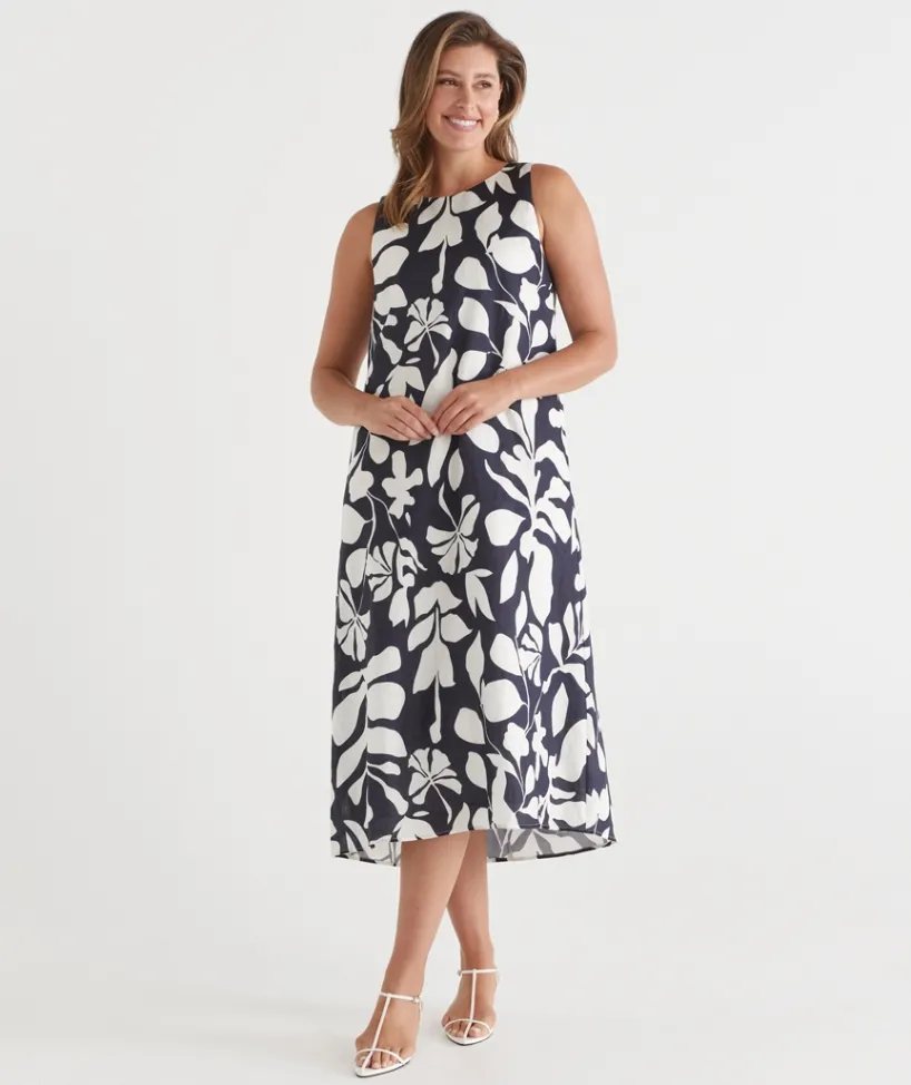 Sussan Dresses>Palm Print Column Maxi Dress