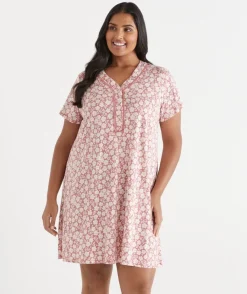 Sussan Nighties>Petal Print Short Sleeve Nightie
