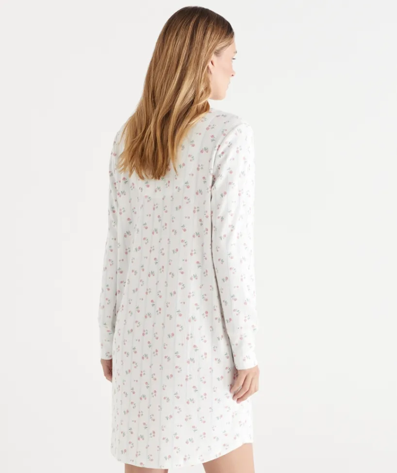 Sussan Nighties>Pointelle Ditsy Long Sleeve Nightie