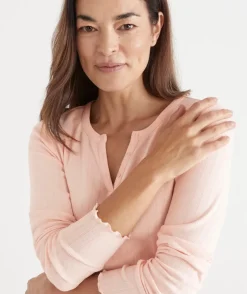 Women Sussan Women's Pyjama Tops>Pointelle Long Sleeve Pyjama Top