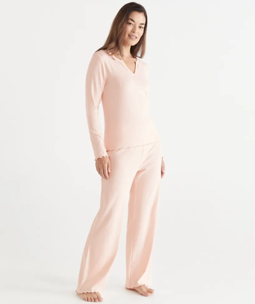 Women Sussan Women's Pyjama Tops>Pointelle Long Sleeve Pyjama Top