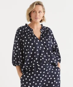 Sussan Tops|Shirts & Blouses>Polka Dot 3/4 Sleeve Blouse