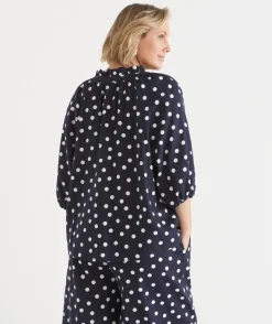 Sussan Tops|Shirts & Blouses>Polka Dot 3/4 Sleeve Blouse