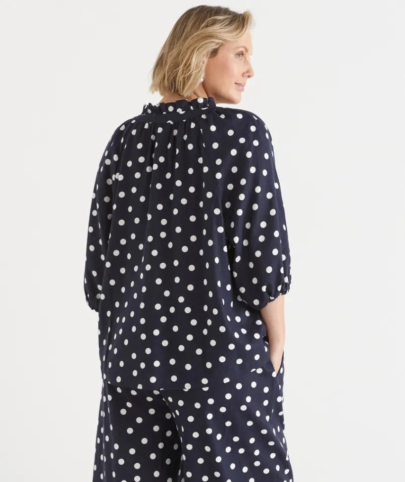 Sussan Tops|Shirts & Blouses>Polka Dot 3/4 Sleeve Blouse