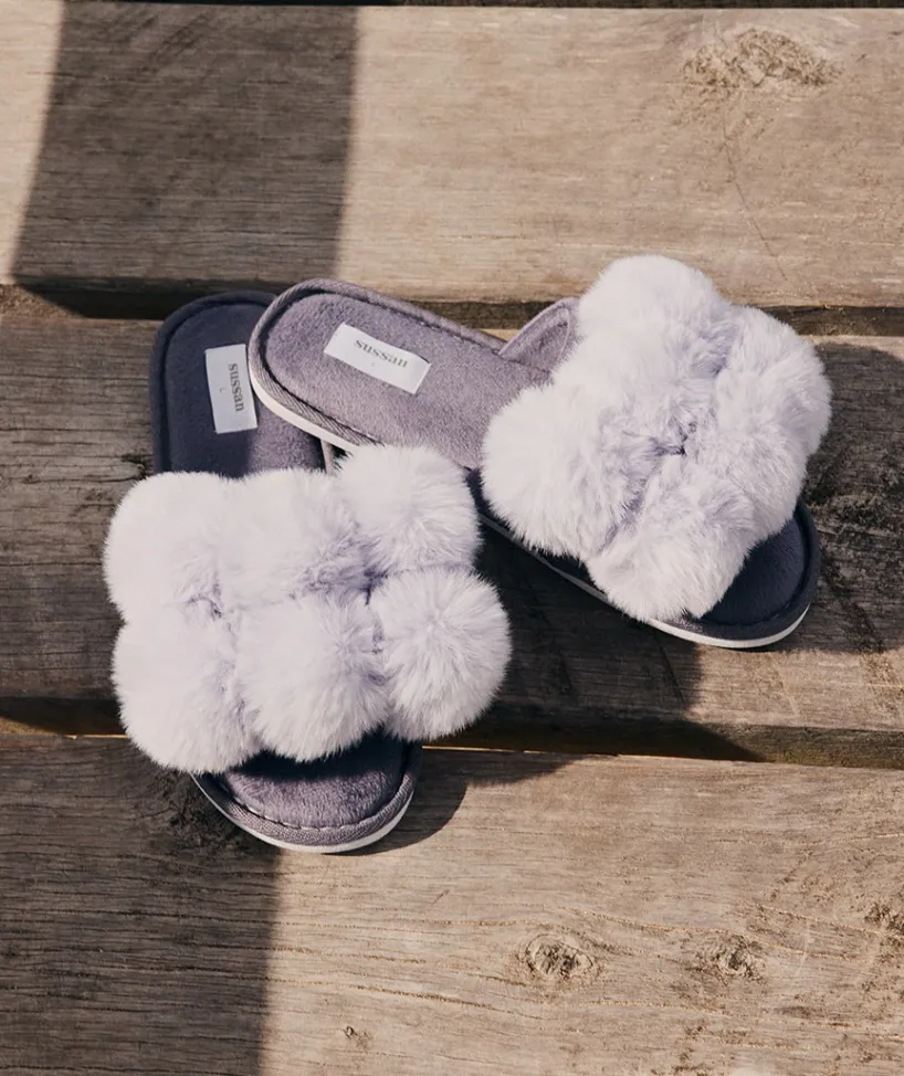 Sussan Slippers>Pom Pom Slippers - Purple
