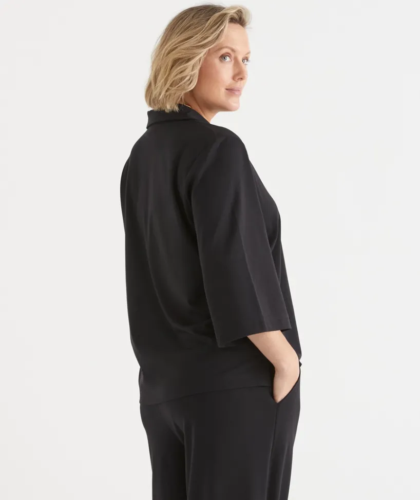Sussan Tops|T-Shirts>Ponte 3/4 Sleeve Polo Top