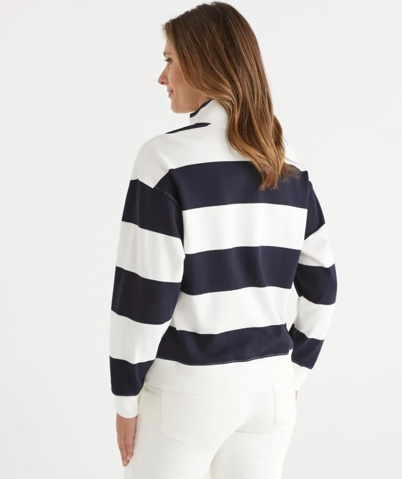 Sussan Tops|Loungewear>Quarter-Zip Stripe Jumper -