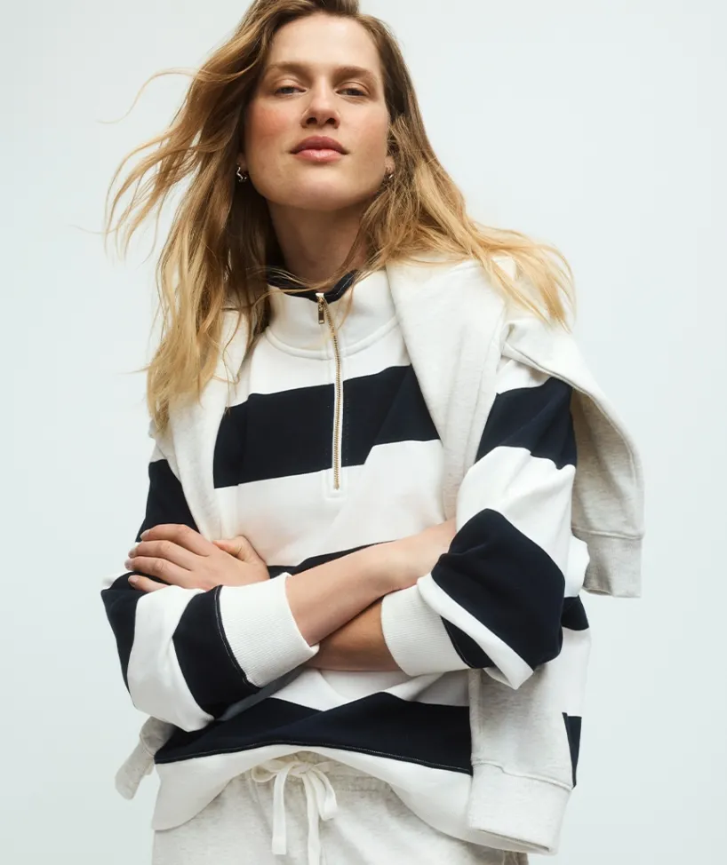 Sussan Tops|Loungewear>Quarter-Zip Stripe Jumper -