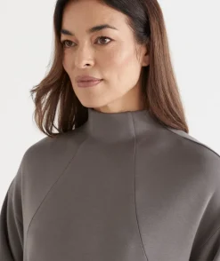 Sussan Tops|Loungewear>Raglan Stretch Jersey High Neck Jumper -