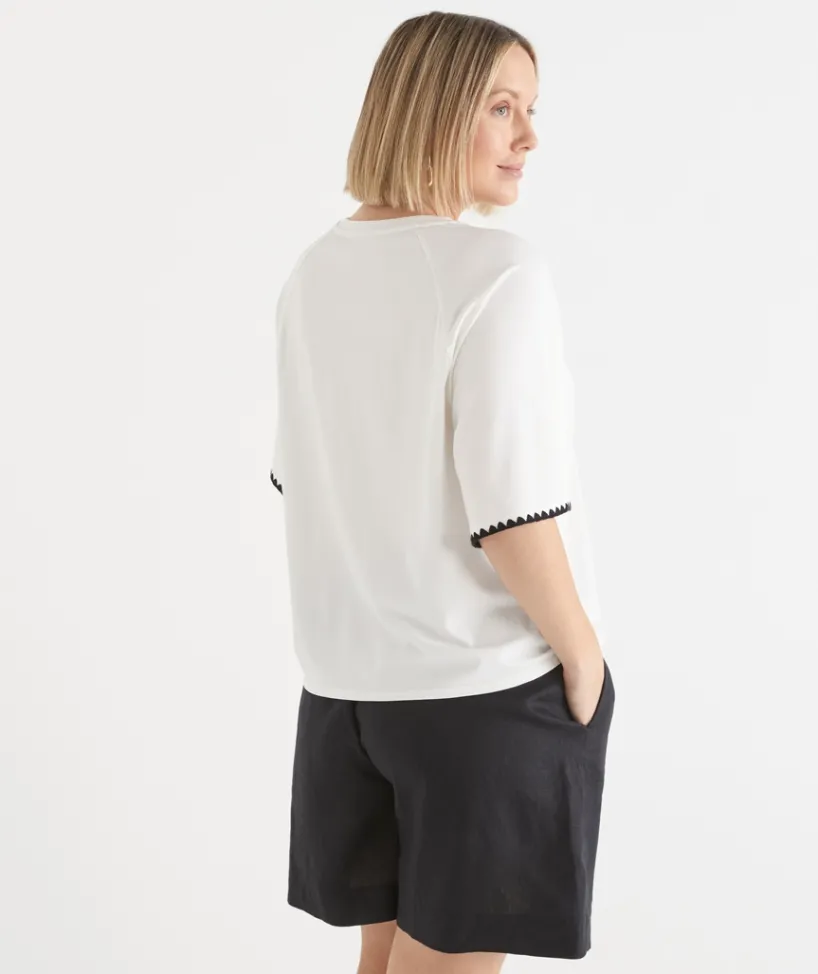 Sussan Tops|T-Shirts>Raglan Trim Short Sleeve T-Shirt