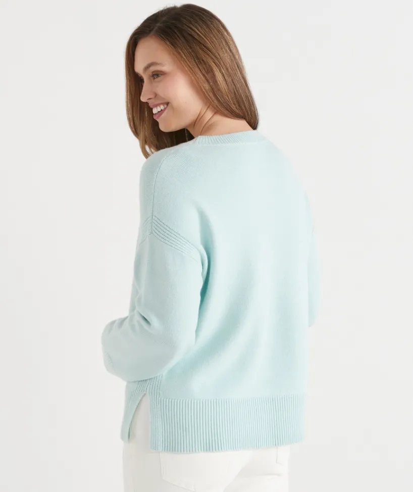Sussan Tops|Knitwear>Rib Detail Crew Neck Jumper -