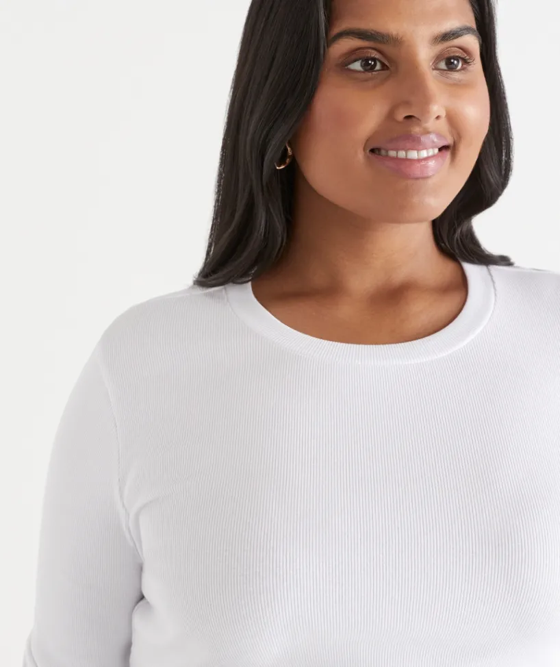 Sussan Tops|T-Shirts>Rib Long Sleeve Tee