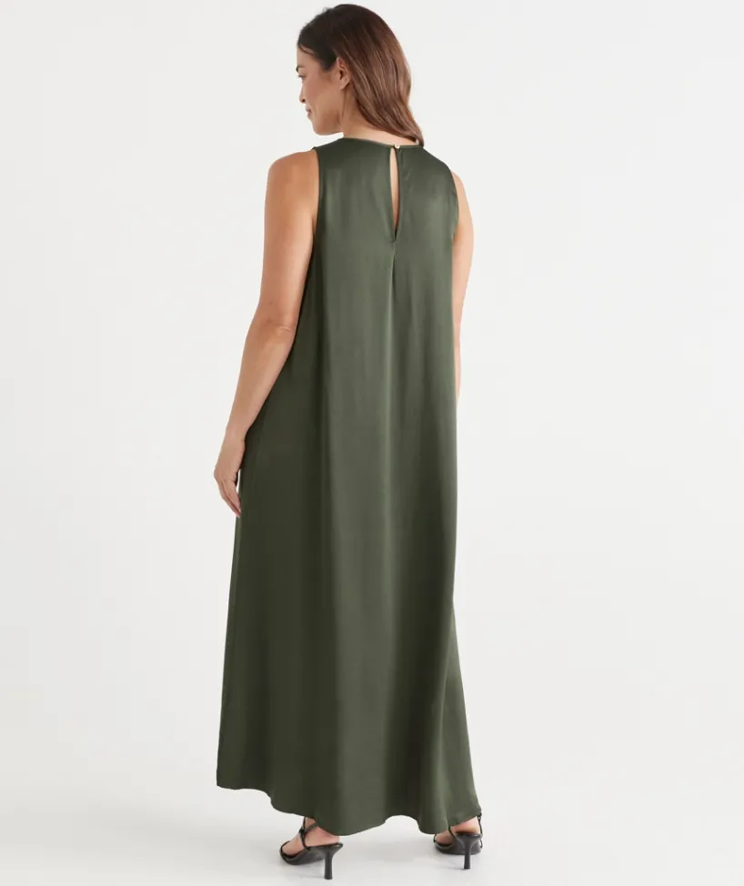 Sussan Dresses>Satin Sleeveless Column Maxi Dress