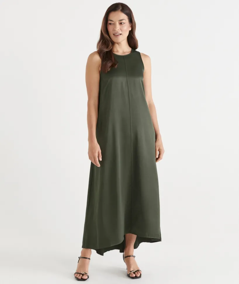 Sussan Dresses>Satin Sleeveless Column Maxi Dress
