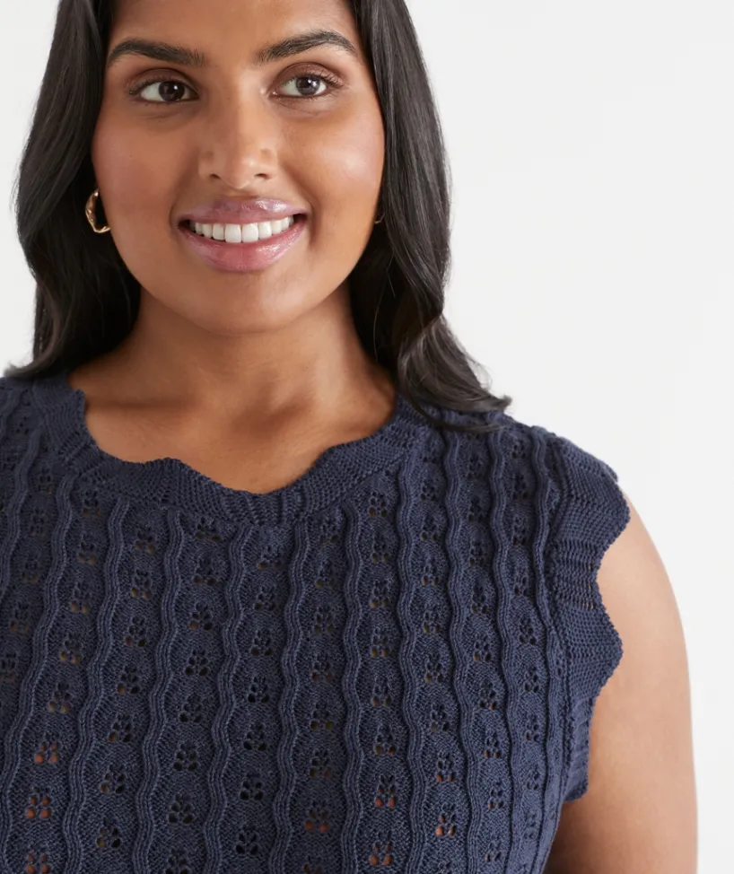 Sussan Tops|Knitwear>Scallop Detail Knit Tank