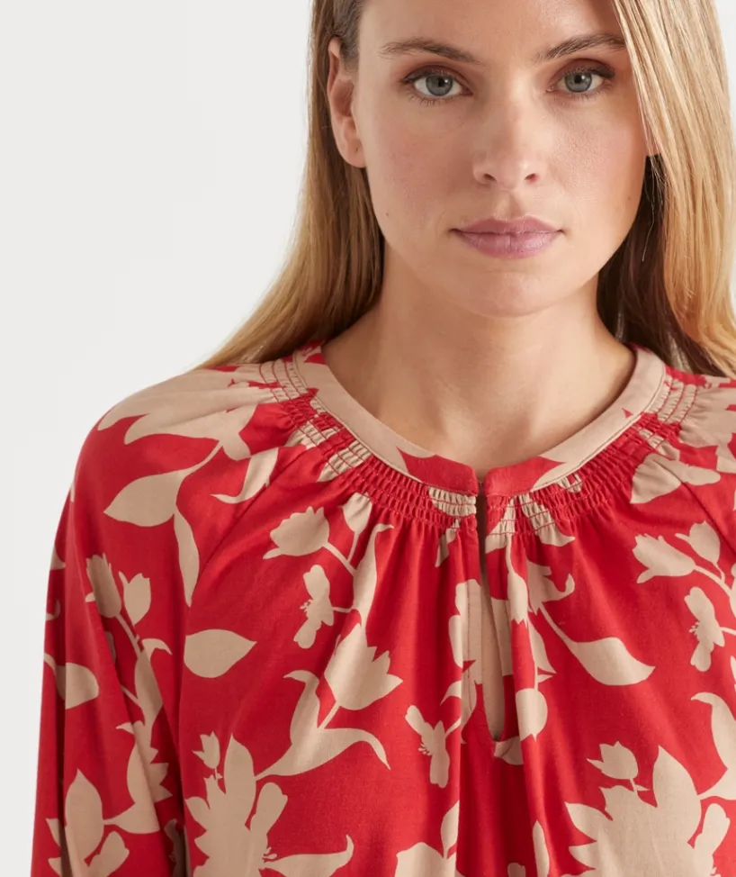 Sussan Tops>Shadow Floral Raglan Long Sleeve Top