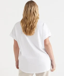 Sussan Tops|T-Shirts>Short Sleeve Extended Cuff Tee
