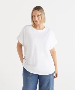 Sussan Tops|T-Shirts>Short Sleeve Extended Cuff Tee