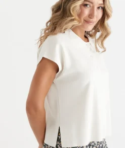 Sussan Tops|Knitwear>Short Sleeve Knit Polo Top