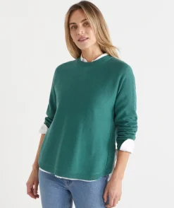 Sussan Tops|Knitwear>Side Zip Crew Neck Jumper