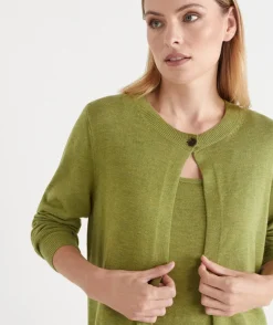 Sussan Tops|Matching Sets>Single Button Knit Crew Cardigan