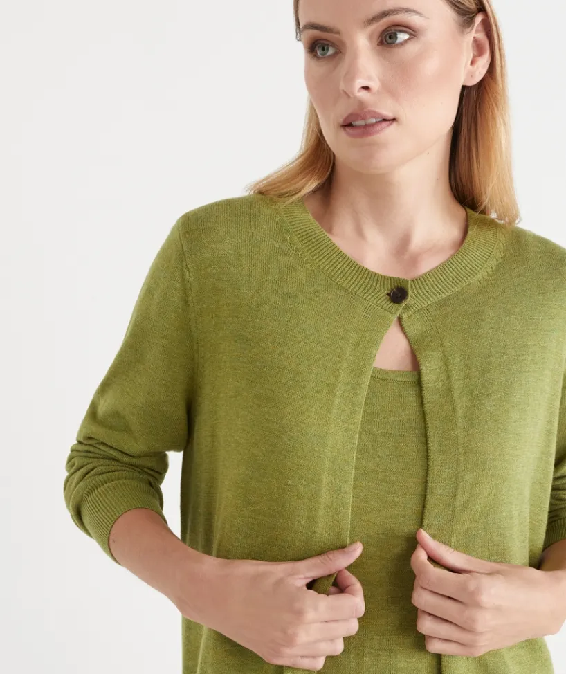 Sussan Tops|Matching Sets>Single Button Knit Crew Cardigan