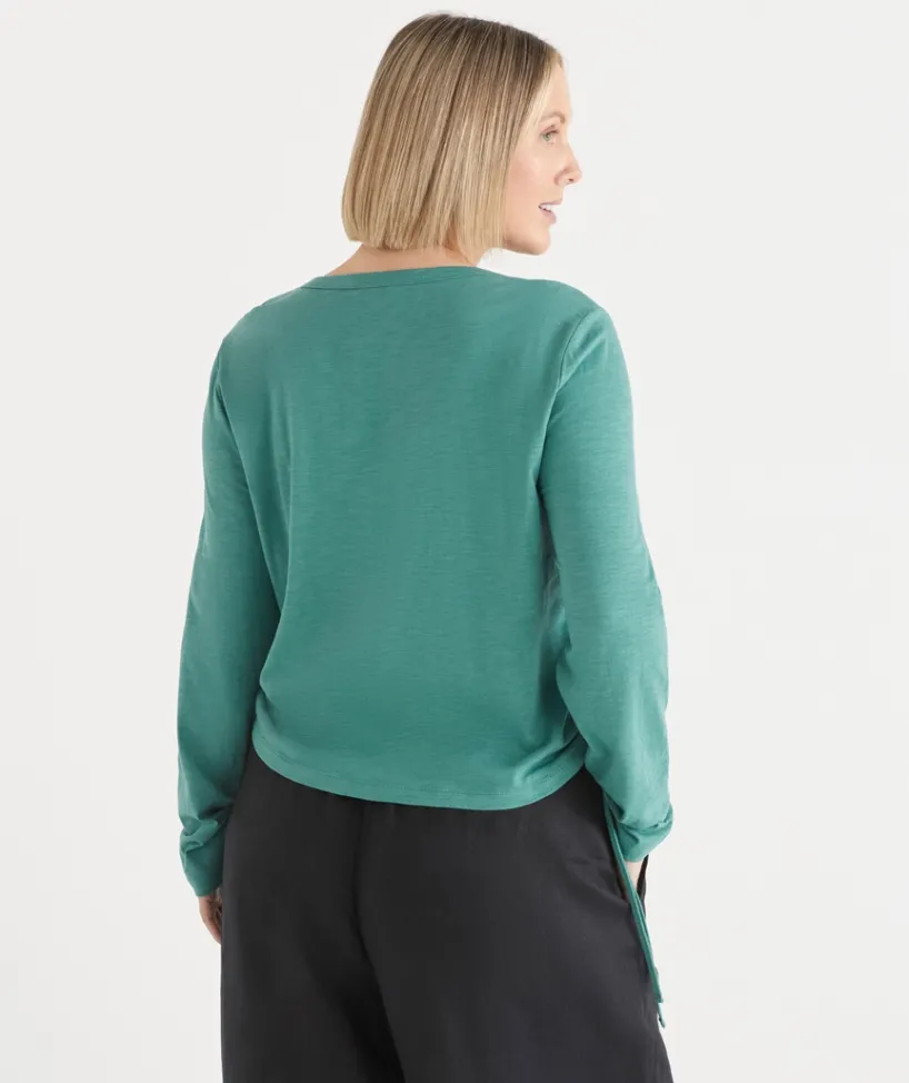 Sussan Tops|T-Shirts>Slub Long Sleeve Ruched Top