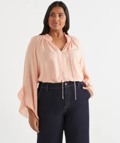 Sussan Tops|Shirts & Blouses>Soft Ruffle Long Sleeve Blouse