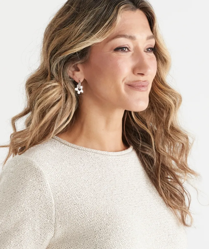 Sussan Jewellery>Sterling Flower Huggie Earring
