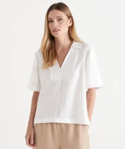 Sussan Tops|Shirts & Blouses>Stitch Detail Short Sleeve Top