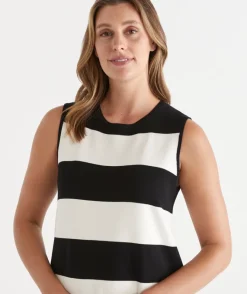 Sussan Dresses|Knitwear>Stripe Knit Shift Dress