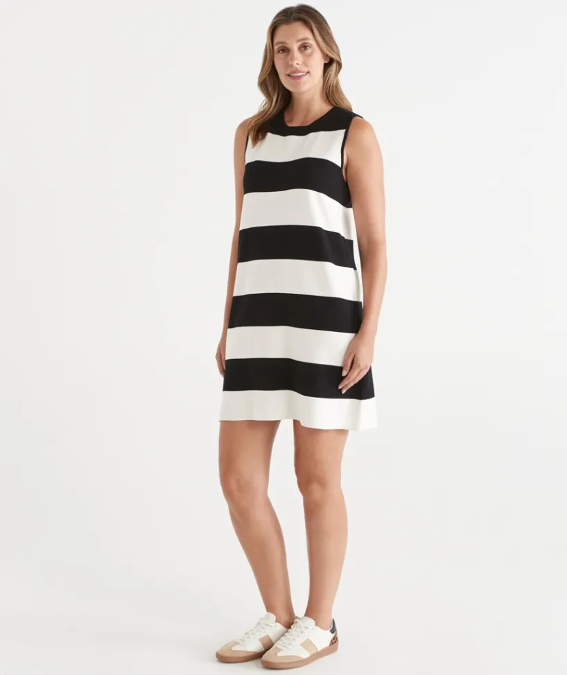 Sussan Dresses|Knitwear>Stripe Knit Shift Dress