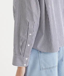 Sussan Tops|Shirts & Blouses>Stripe Long Sleeve Crop Shirt
