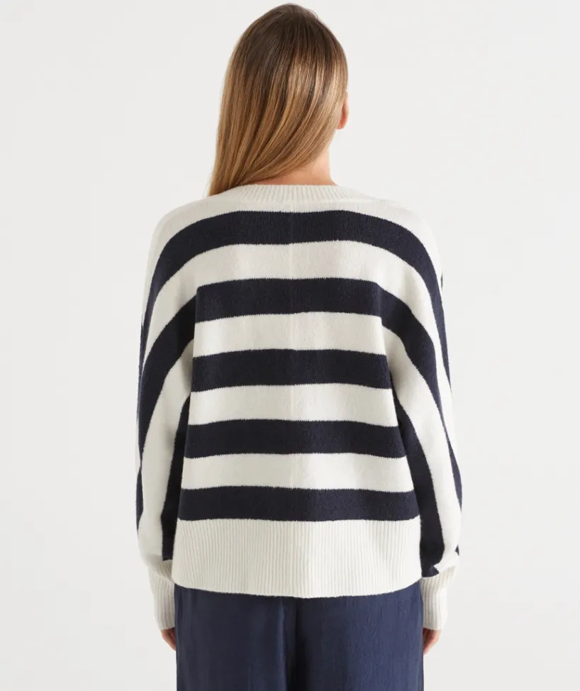 Sussan Tops|Knitwear>Stripe V Neck Jumper -