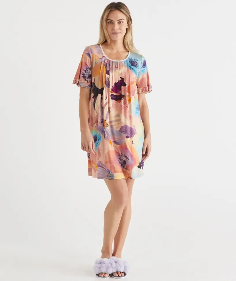 Sussan Nighties>Sunkissed Floral Short Sleeve Nightie