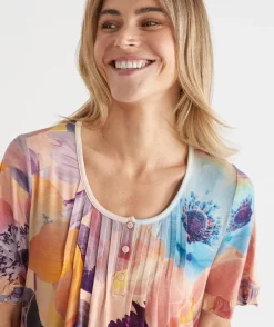 Sussan Nighties>Sunkissed Floral Short Sleeve Nightie