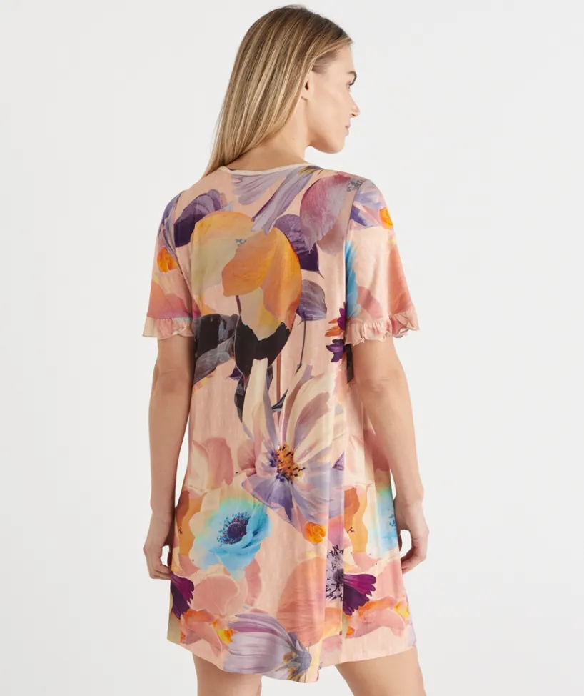 Sussan Nighties>Sunkissed Floral Short Sleeve Nightie